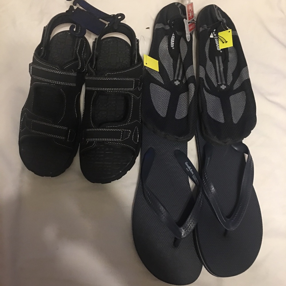 Men sandals, beach shoes, & flip flops. New. 12/13